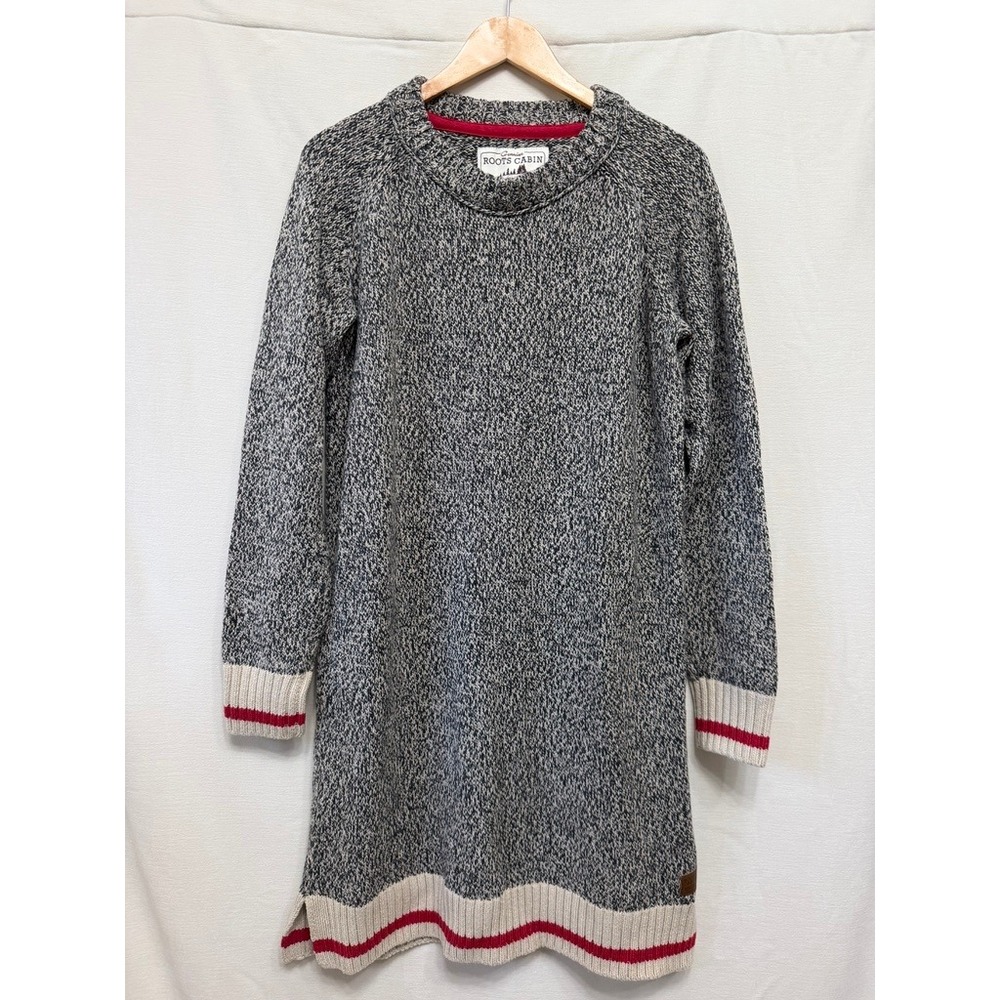 Roots Cabin Salt & Pepper Knit Sweater Dress Women XL Grey 02894 Heritage